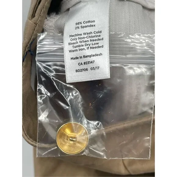 Talbots Cropped Capri Pants‎ Women Plus Size 20 Khaki Brown Tan Gold Button New - Picture 9 of 10